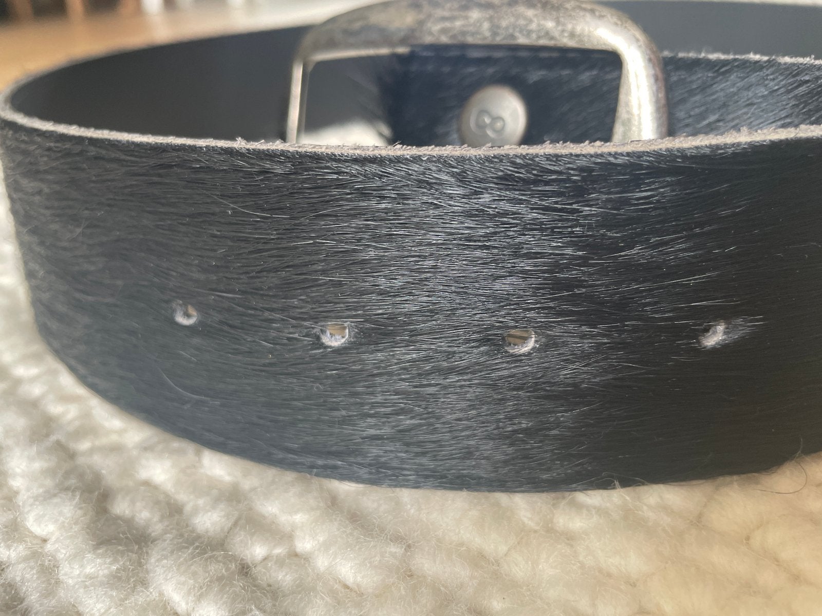 Leren riem zwart, met haar OCHO, Ophalen of Verzenden, Zo goed als nieuw, Zwart
