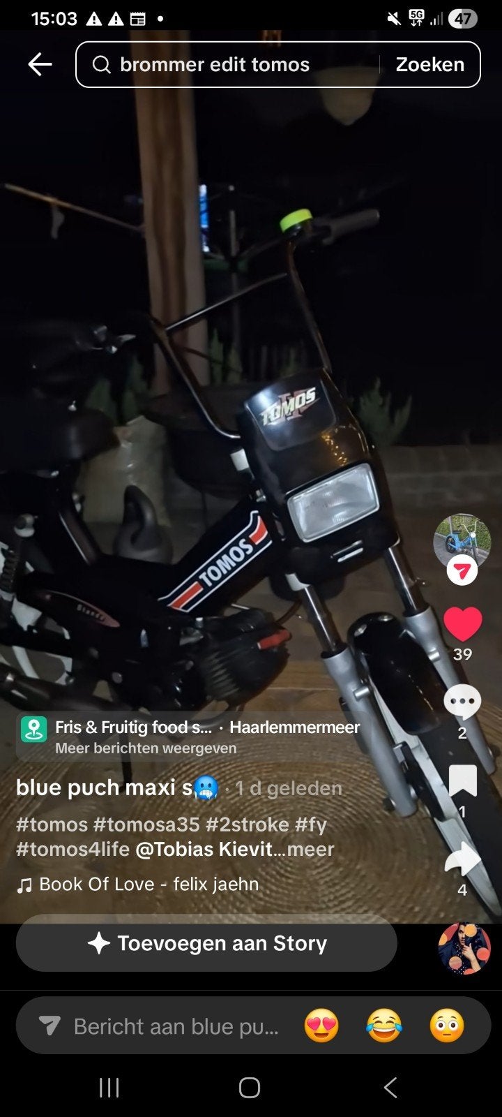 tomos quadro blauw kenteken teruil., Fietsen en Brommers, Ophalen of Verzenden