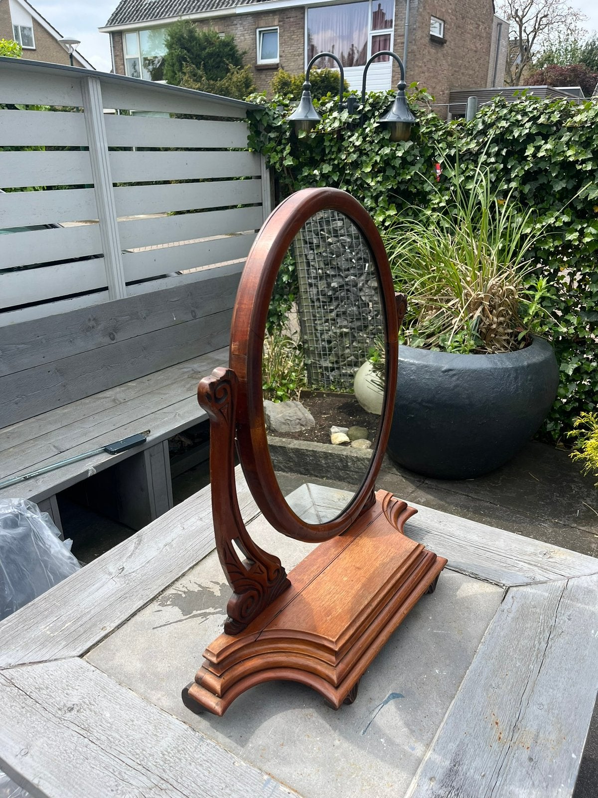 Antieken kapspiegel, Antiek en Kunst, Ophalen, Rechthoekig, Minder dan 50 cm