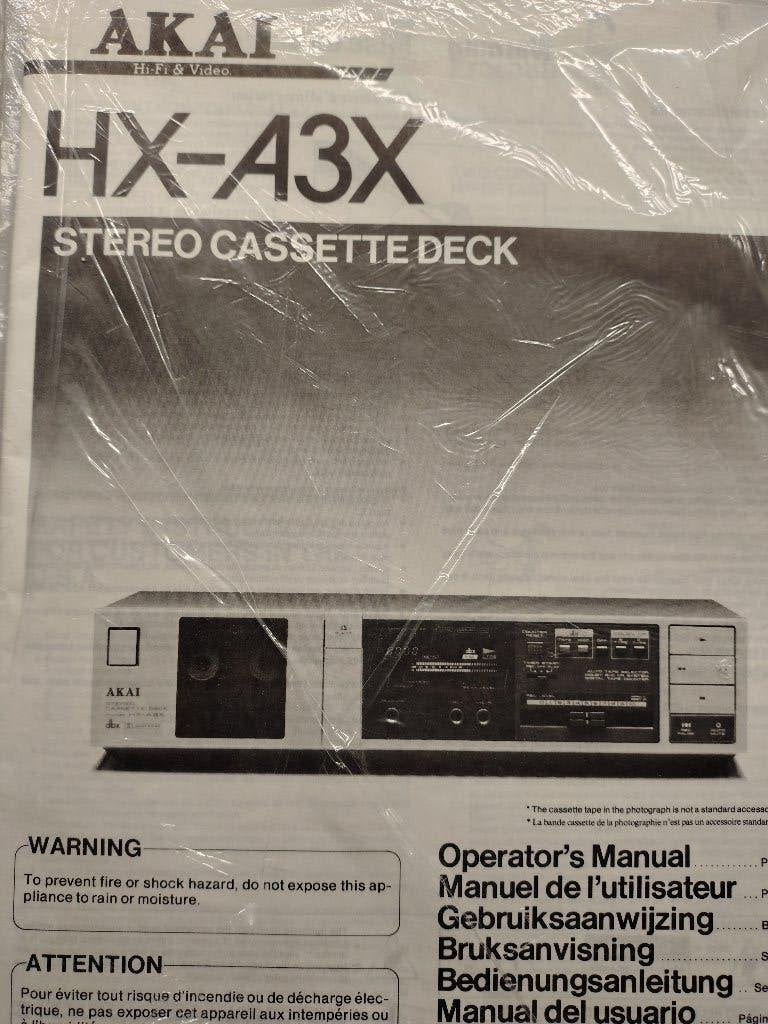 AKAI HX-A3X cassette deck handleiding, Verzenden, Enkel, Akai