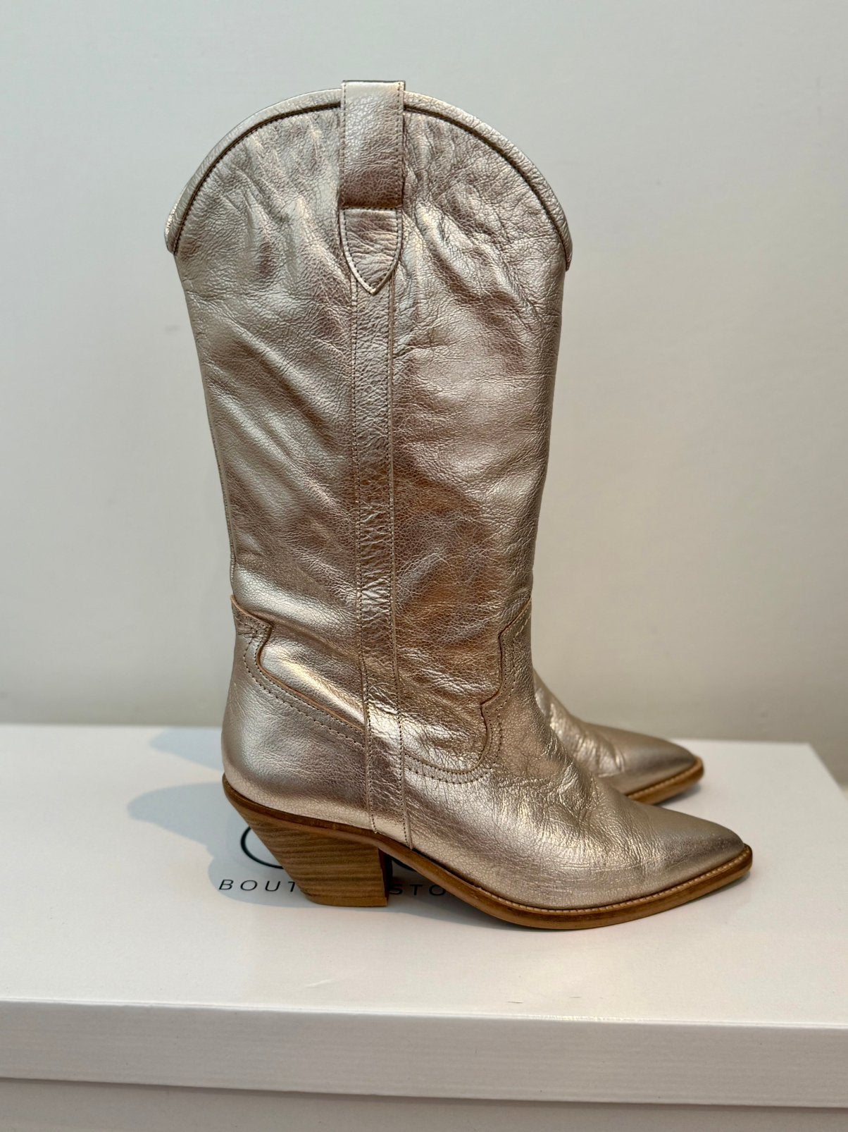 OU Boutique Stories boots/laarzen craque gold mt 41, Hoge laarzen, Overige kleuren, Ophalen of Verzenden, Zo goed als nieuw