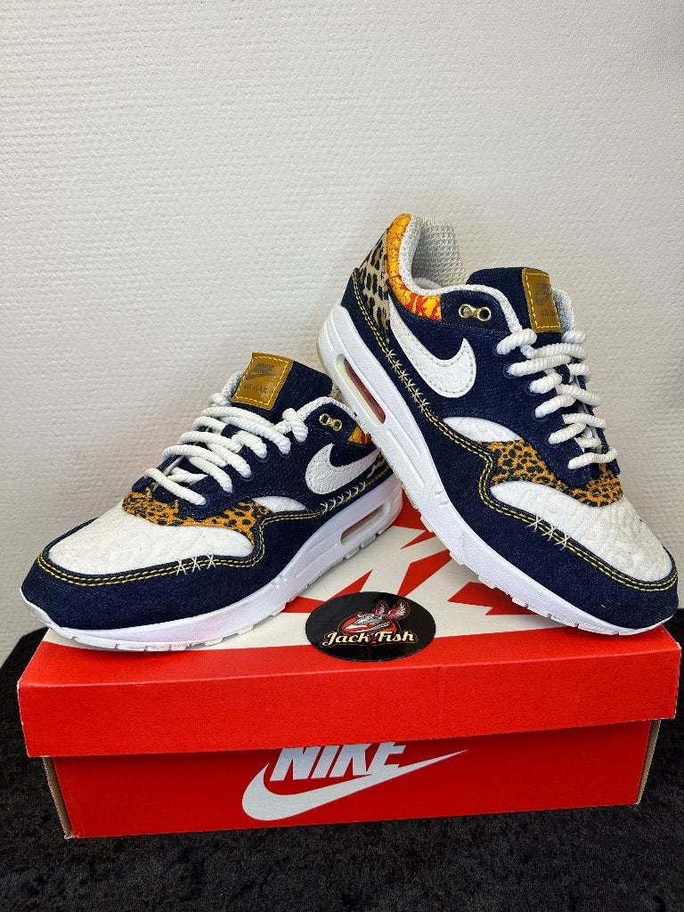 Nike Air Max 1 Denim Leopard - Size 42,5, Overige kleuren, Nike, Ophalen of Verzenden, Sneakers of Gympen