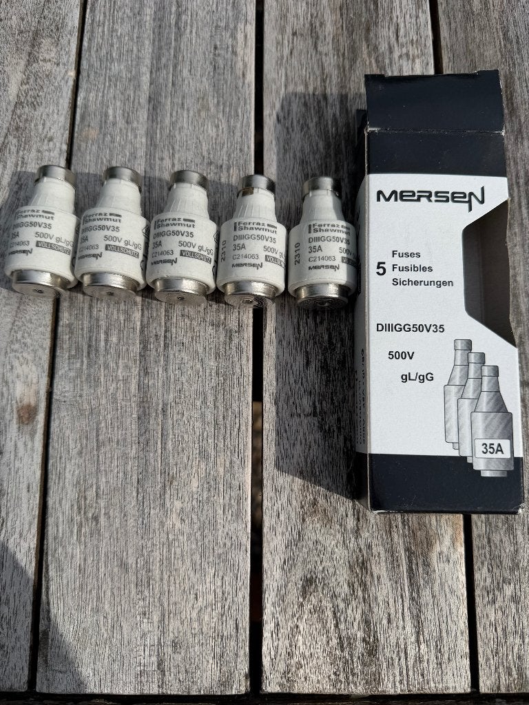 Mersen DIIIGG50V35 Zekeringen 35A - 5 stuks, Ophalen of Verzenden, Nieuw, Overige merken, Overige typen