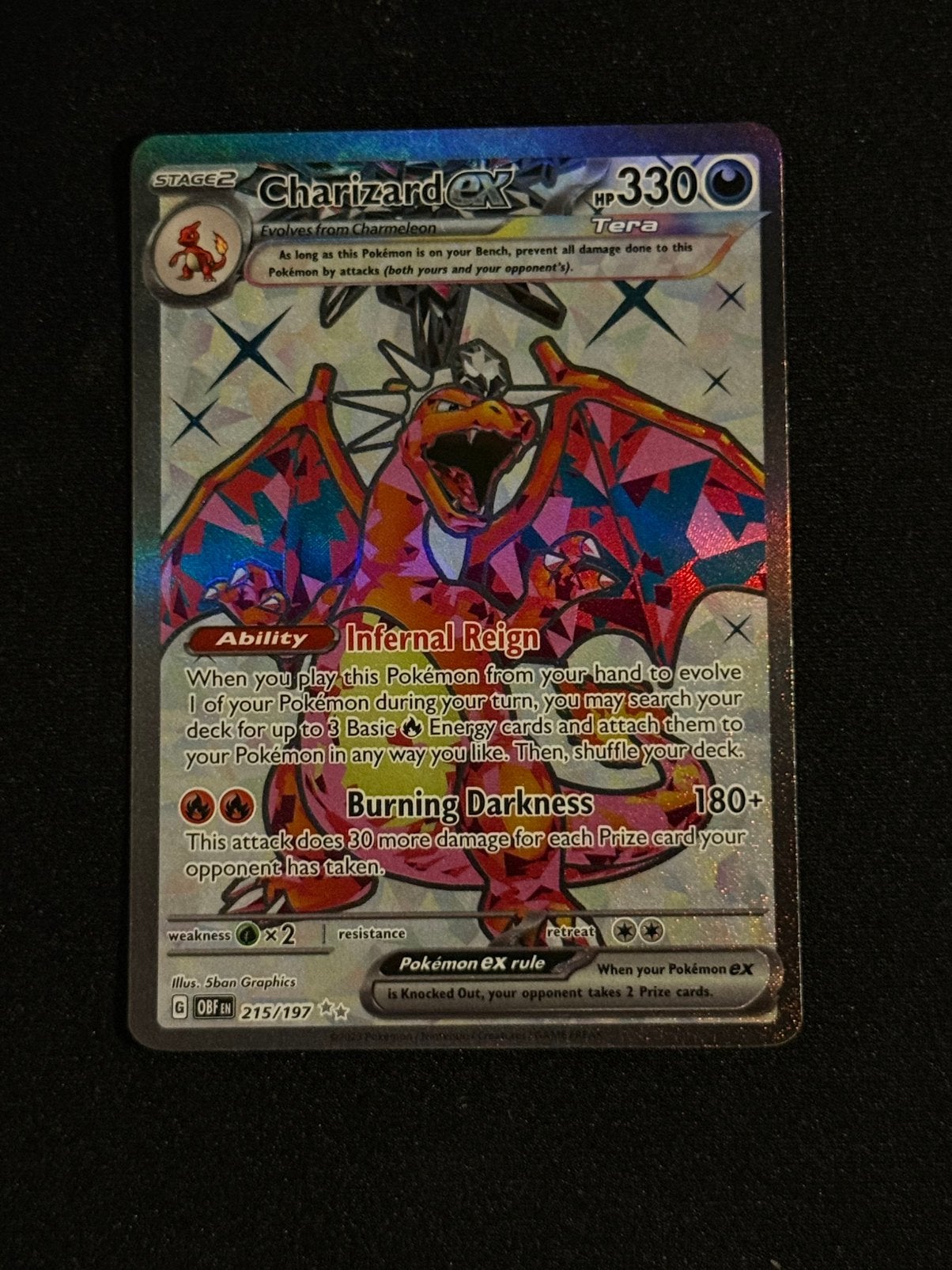 Charizard EX 215, Ophalen of Verzenden, Zo goed als nieuw, Losse kaart