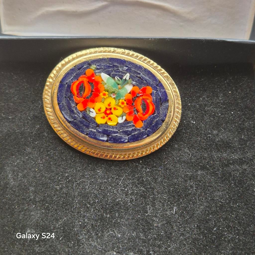 Prachtige Italiaanse vintage Broche Bloemen Goudkleurig, Overige materialen, 4 tot 7 cm, Gebruikt, Verzenden