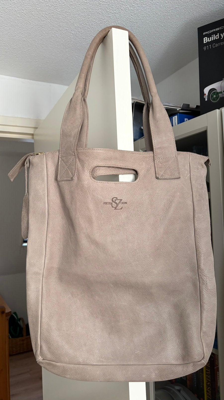 PieterSZoon lederen handbag genummerde uitgave, Ophalen of Verzenden, Zo goed als nieuw, Grijs, Handtas