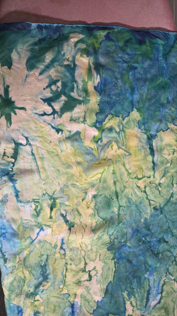 Tie-dye sjaal/doek in blauw, groen en geel, Kleding | Dames, Mutsen, Sjaals en Handschoenen, Sjaal, Maat 46/48 (XL) of groter