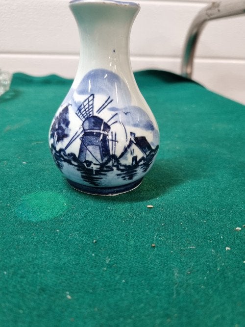 Vaasje delfts blauw holland met molen, Ophalen of Verzenden