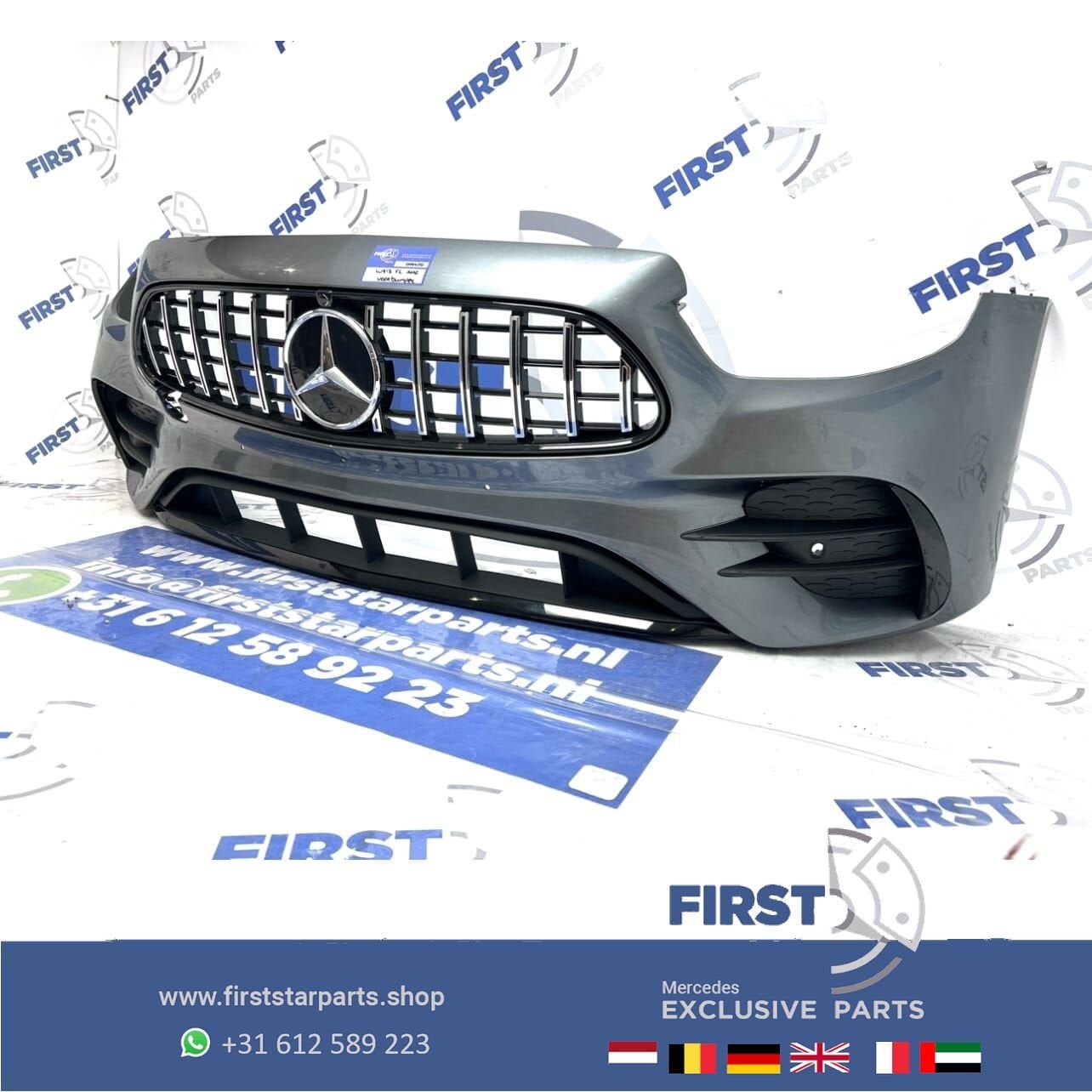 W213 W238 E43 E53 FACELIFT AMG VOORBUMPER GRIJS  E Klasse +, Gebruikt, -, Voor, Ophalen of Verzenden