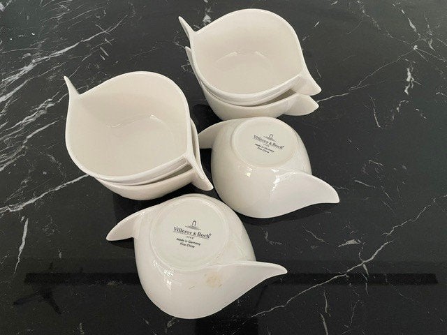 6 witte Soepkommen, stijlvol design van Villeroy en Boch, Ophalen, Zo goed als nieuw, Kom(men), Overige stijlen