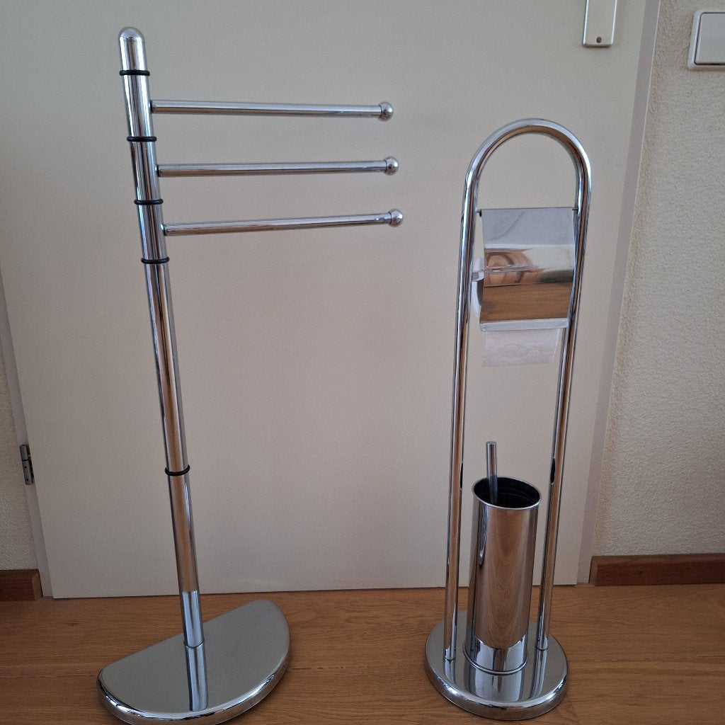 handdoek rek en wc rol en toiletborstel houder, Ophalen, Gebruikt, Zilver, Toilet-accessoire