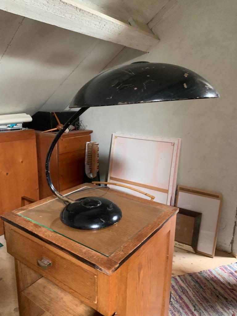 Vintage Helo Bauhaus bureaulamp, zwart, jaren '30-'40, Ophalen