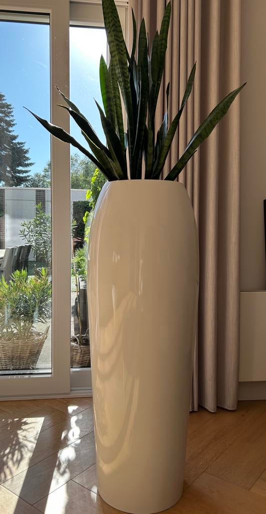 Hoge witte plantenpot XXL, Ophalen, Kunststof, Wit, Zo goed als nieuw
