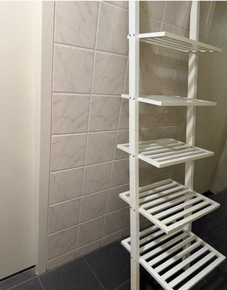 Witte houten badkamerrek / opbergrek, Ophalen, Gebruikt