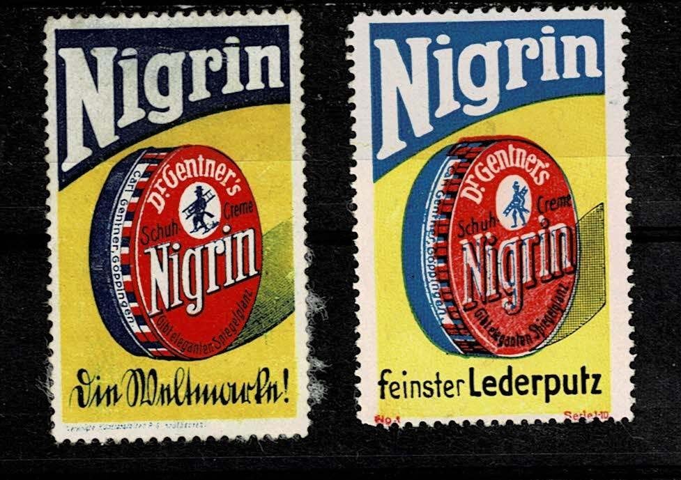 2 sluitzegels Duitsland NIGRIN, Ophalen of Verzenden, Overige thema's