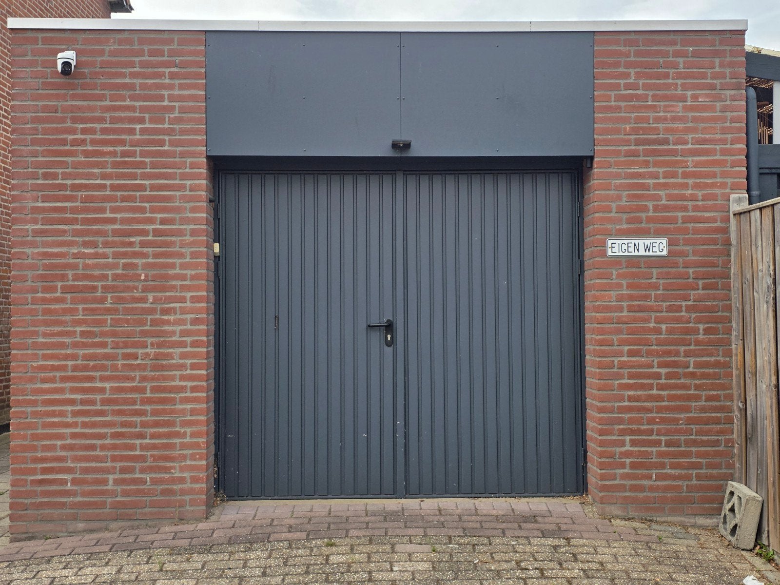 Stevige stalen garagedeur - Ral 7016, Ophalen, Gebruikt, 120 cm of meer, Garagedeur