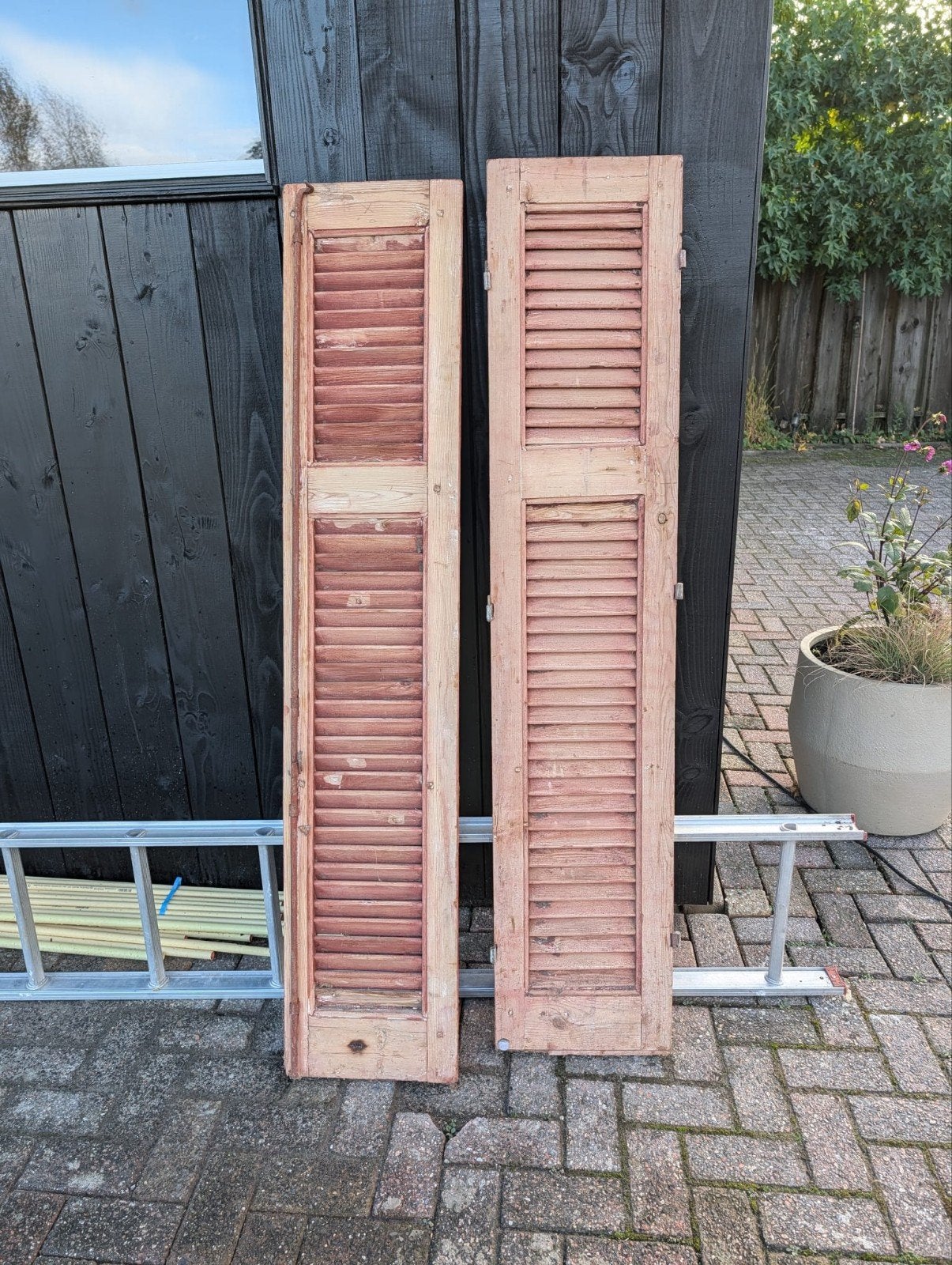 Antieke houten luiken - set van 2, Ophalen, Gebruikt, 80 tot 120 cm, Overige typen
