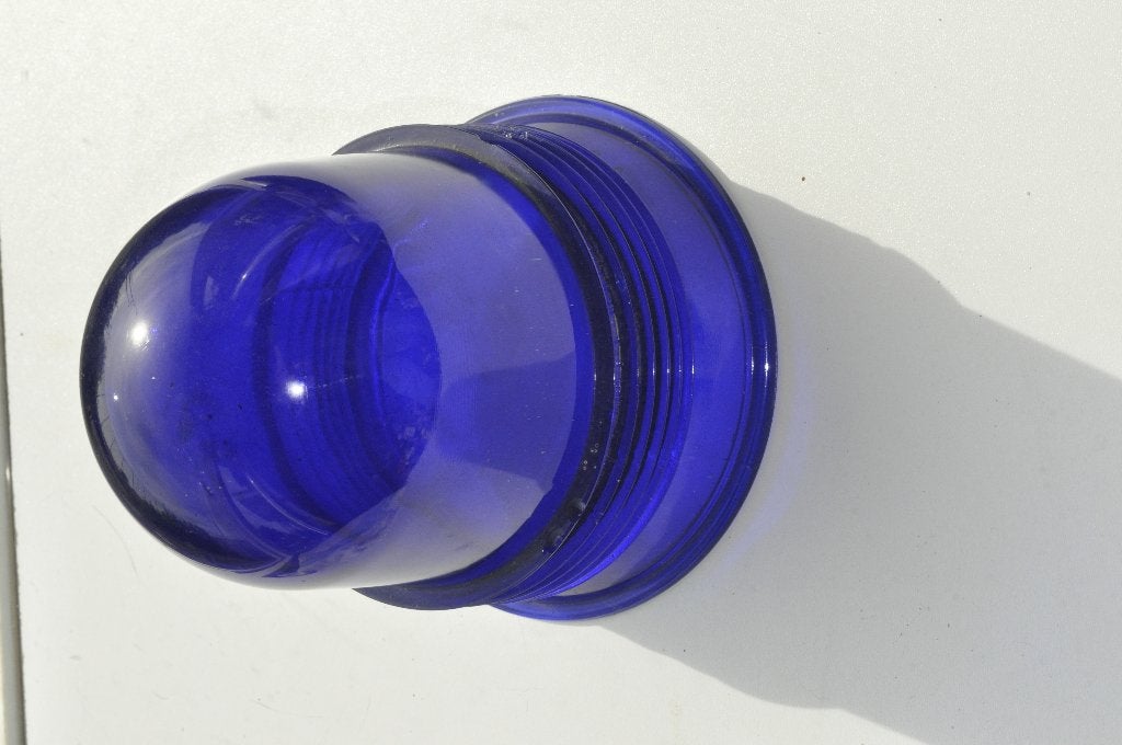 Blauw glazen kap van verlichting taxibanen vliegveld vintage, Ophalen of Verzenden, Gebruikt, Overige typen