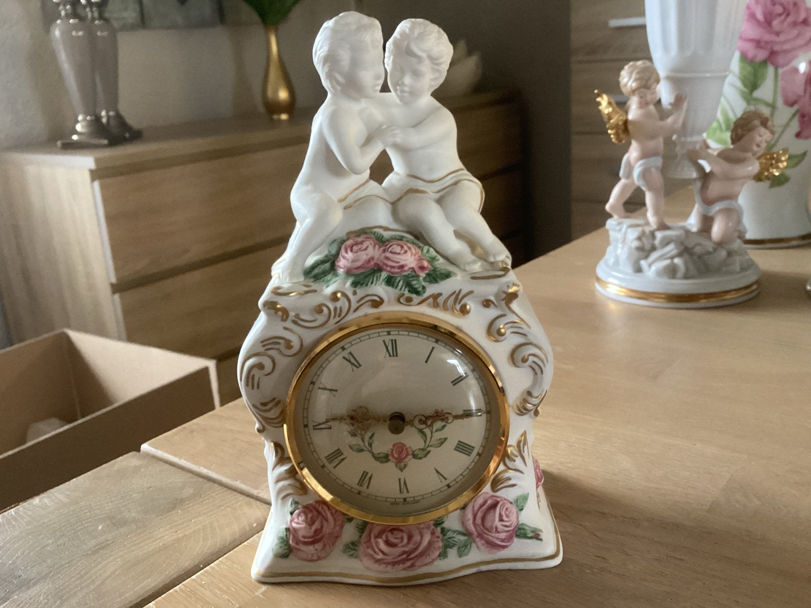 Franklin Mint 'The First Embrace' Porseleinen Klok, Ophalen of Verzenden
