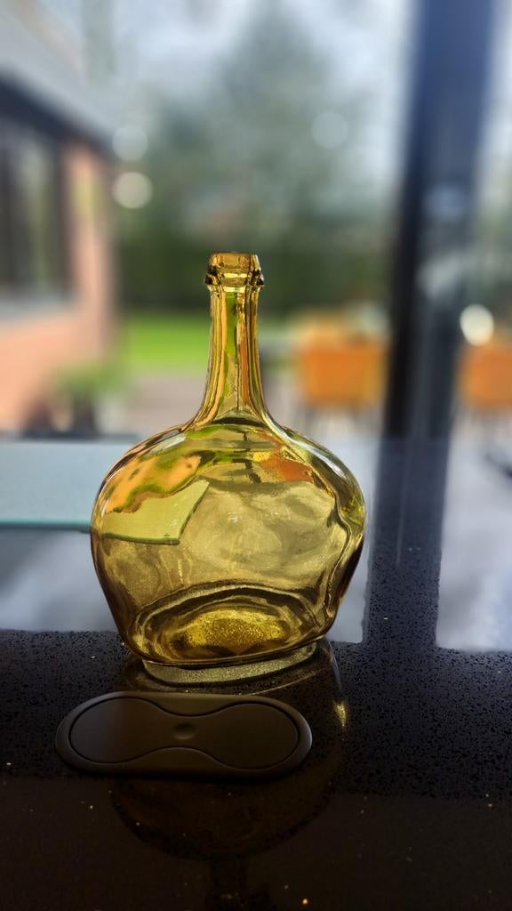 Verschillende gele glazen vazen., Ophalen, 50 tot 75 cm, Geel, Glas