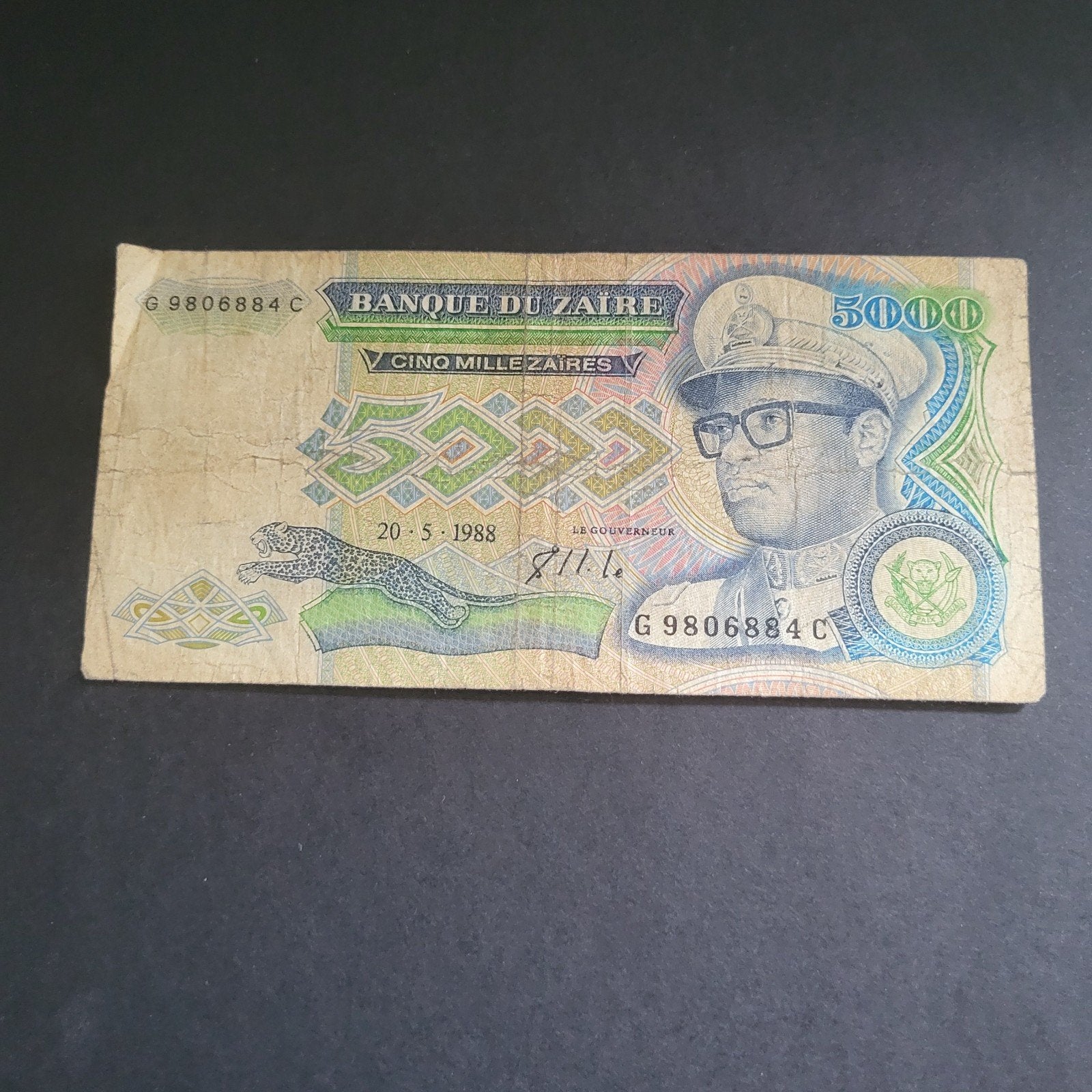 Zaire 5000 Zaires biljet 1988 - Mobutu Sese Seko, Verzenden, Overige landen, Los biljet