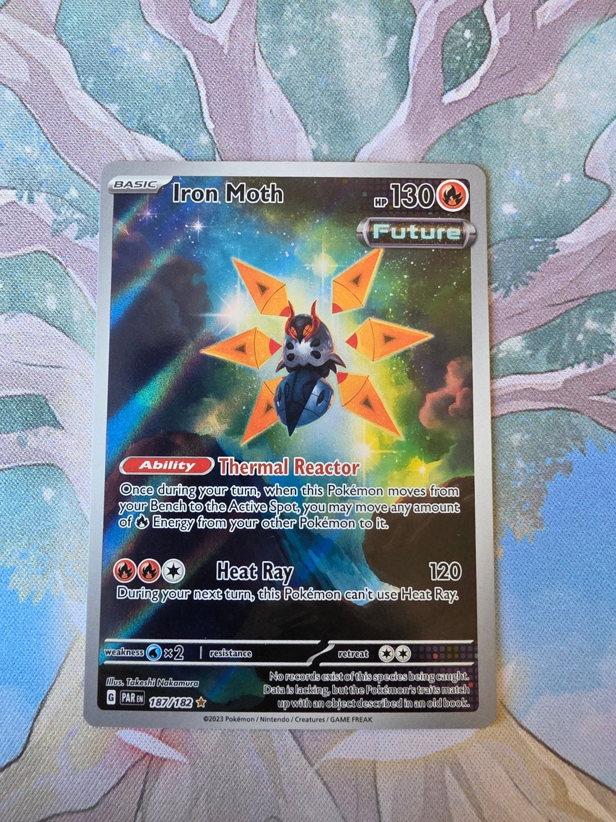 Pokemon paradox rift iron moth illustration 187/182, Ophalen of Verzenden, Nieuw, Losse kaart, Foil