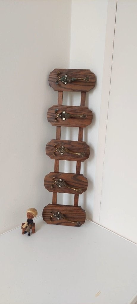 Klassieke Vintage Eiken Wand kapstok | 5 Haken, Wandkapstok, Eu, Gebruikt, Eu