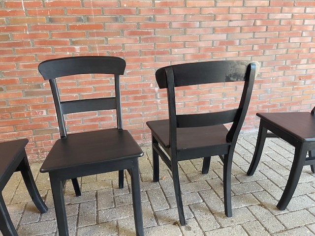 Stoelen zwart bistro 4x licht SHOWMODELEN totaal € 175,=, Zwart, Stoelen zwart bistro 4x licht SHOWMODELEN totaal € 175,=, Nieuw