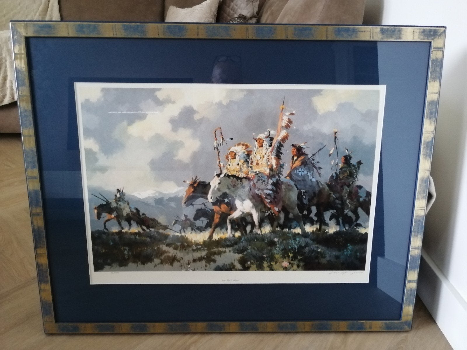 Ingelijste print van indianen te paard, Ophalen of Verzenden