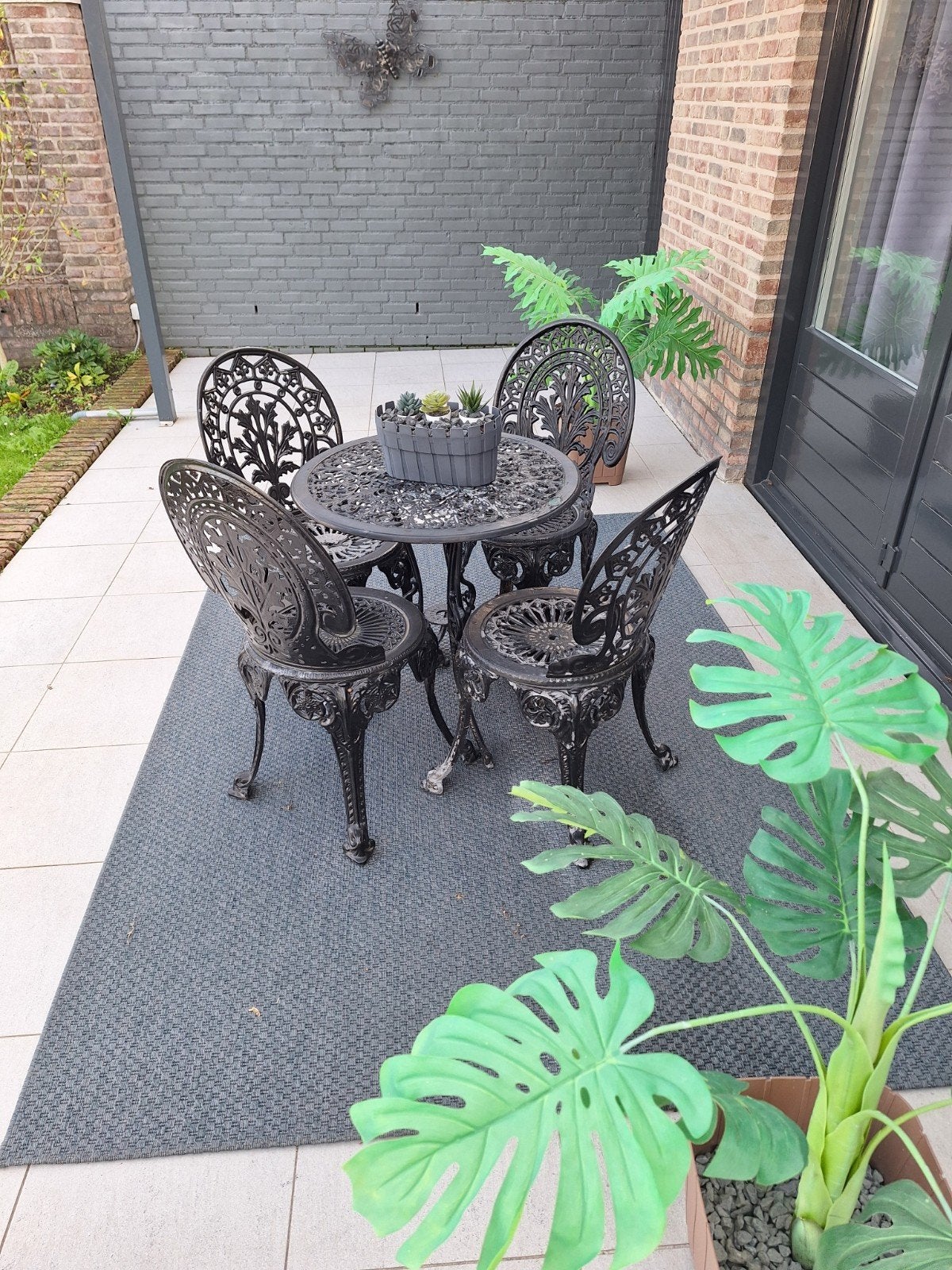 Bistro-set Aluminium 4 stoelen, Ophalen, Gebruikt, Aluminium, 4 zitplaatsen