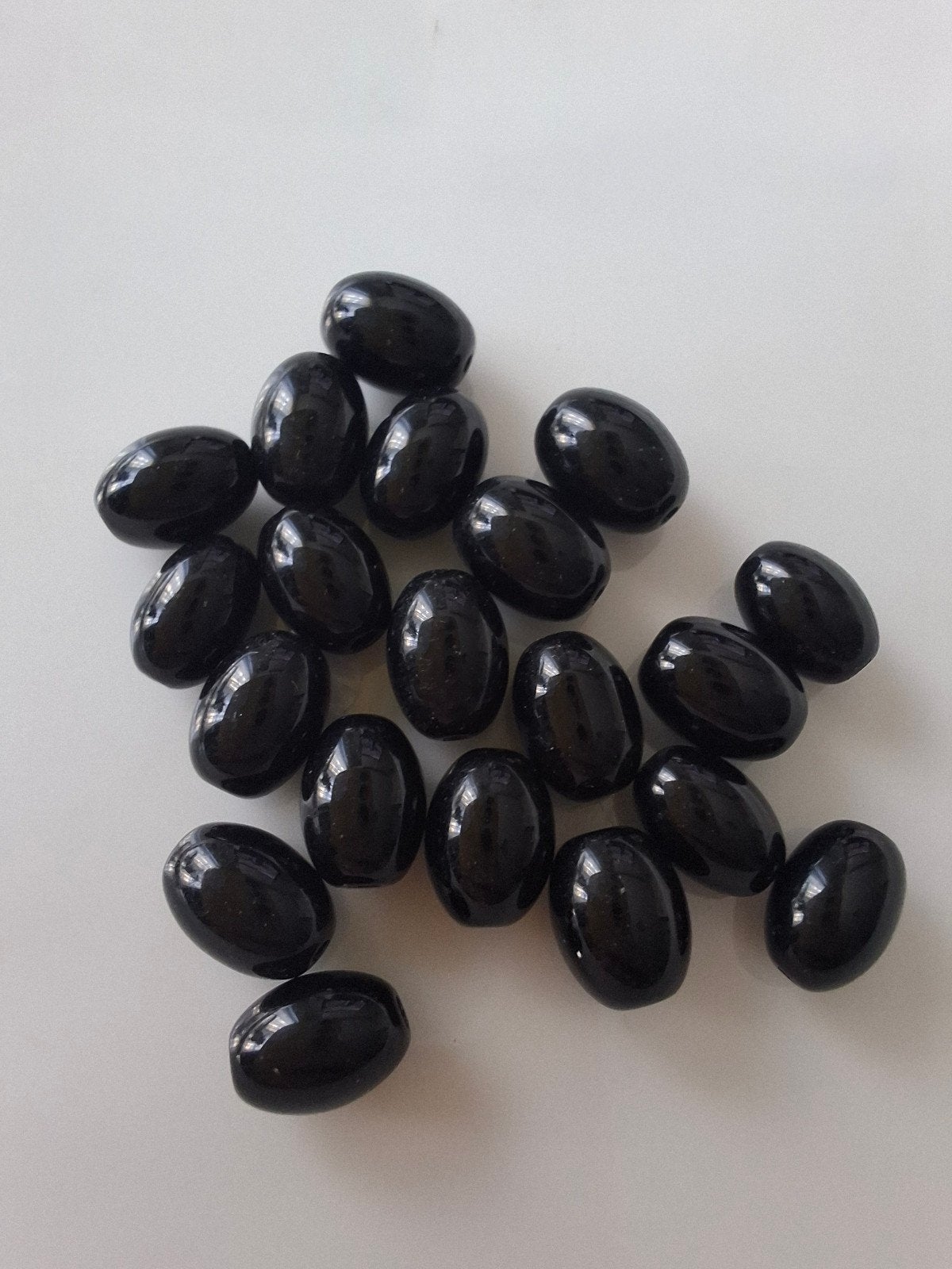 20 stuks 6/7 mm glaskralen zwart ovaal kralen, Kraal, -, -, Nieuw