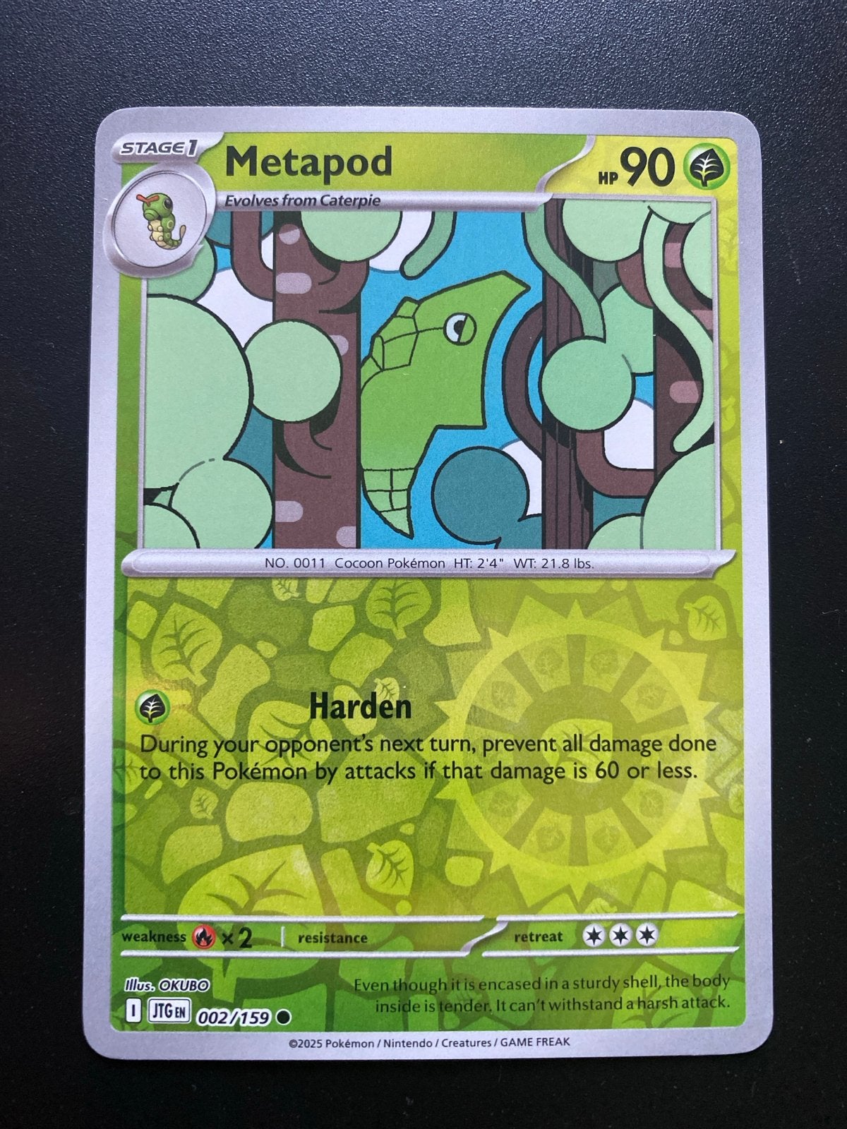 Metapod 002/159 Reverse Holo Journey Together, Ophalen of Verzenden, Zo goed als nieuw, Losse kaart, Foil