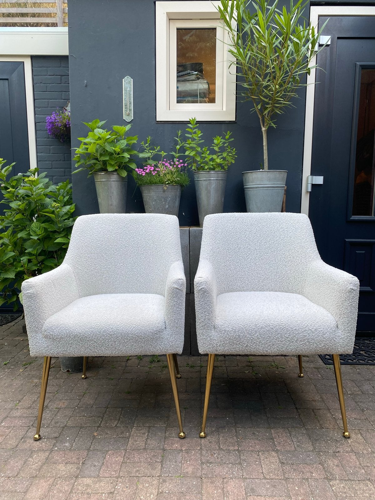 Set van 2 Richmond Interiors Harper Bouclé Stoelen, Ophalen, Twee, Wit, Zo goed als nieuw