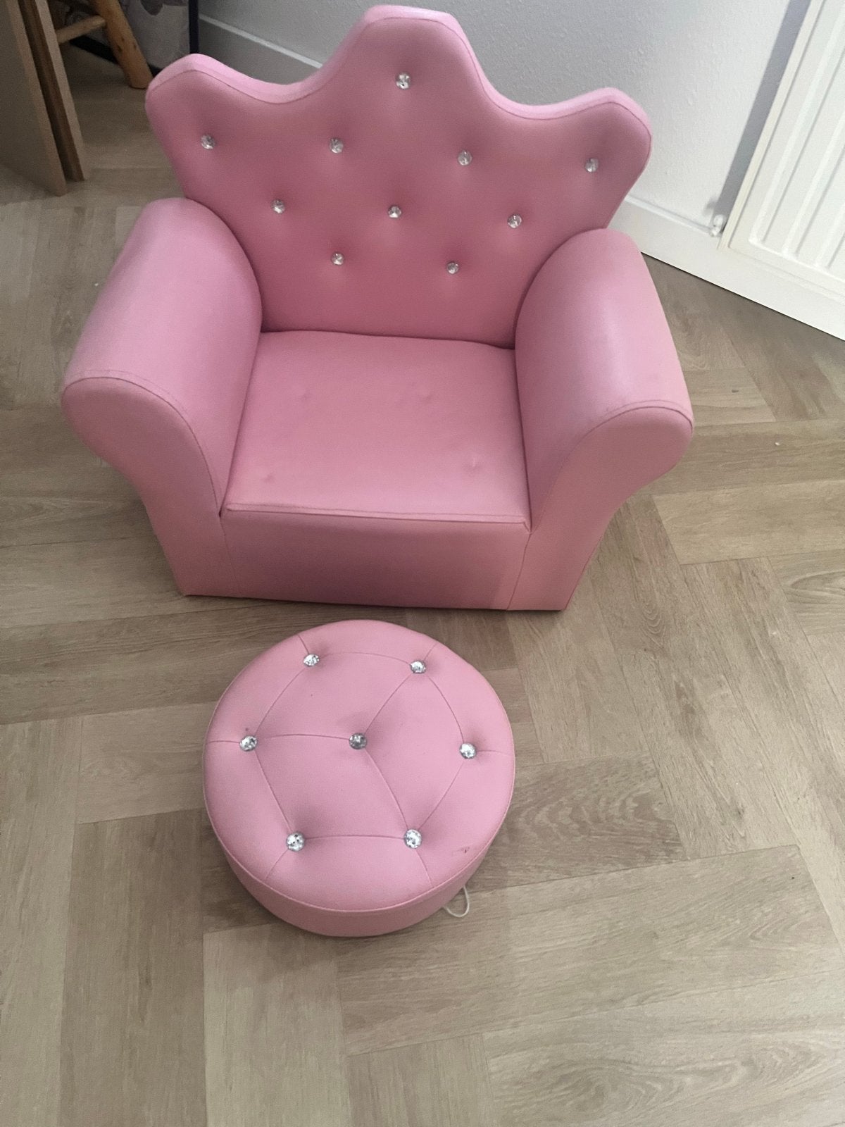 Roze kinderfauteuil met poef - prinsessenstoel, Ophalen, Gebruikt, Stoel