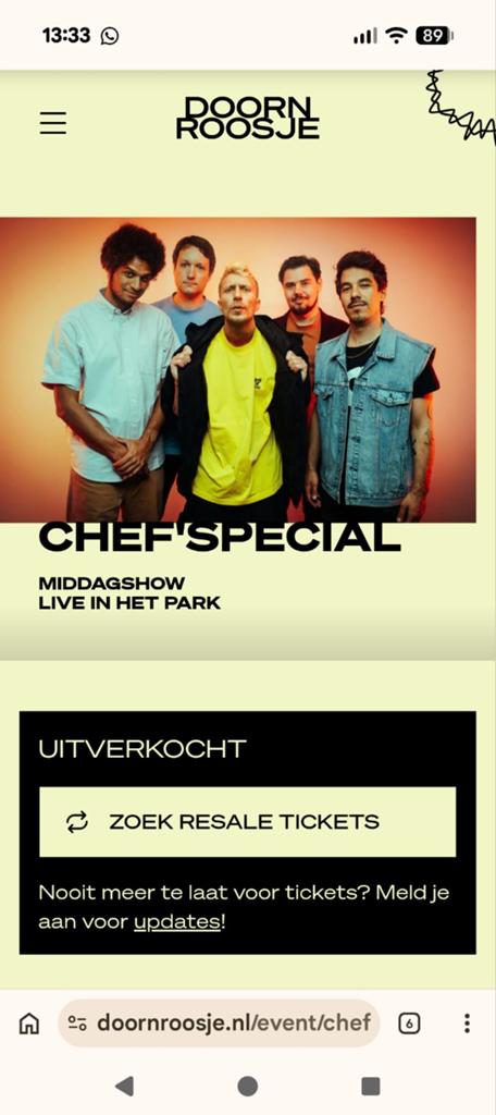 2x Chef Special 28/6 Open Lucht theater Goffert Nijmegen, Eén persoon, Juli