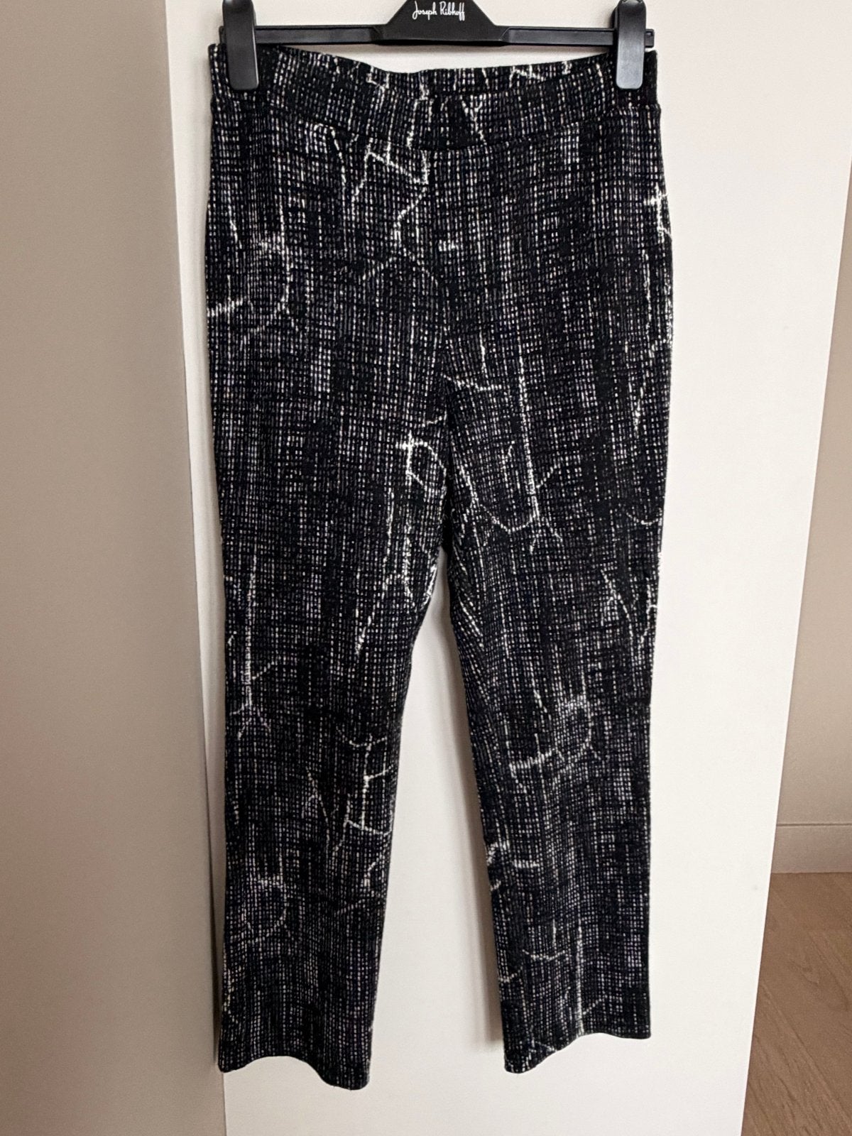 Joseph Ribkoff Zwart/Wit Patroon Broek Maat 40, Maat 38/40 (M), Verzenden, Zwart, Zo goed als nieuw