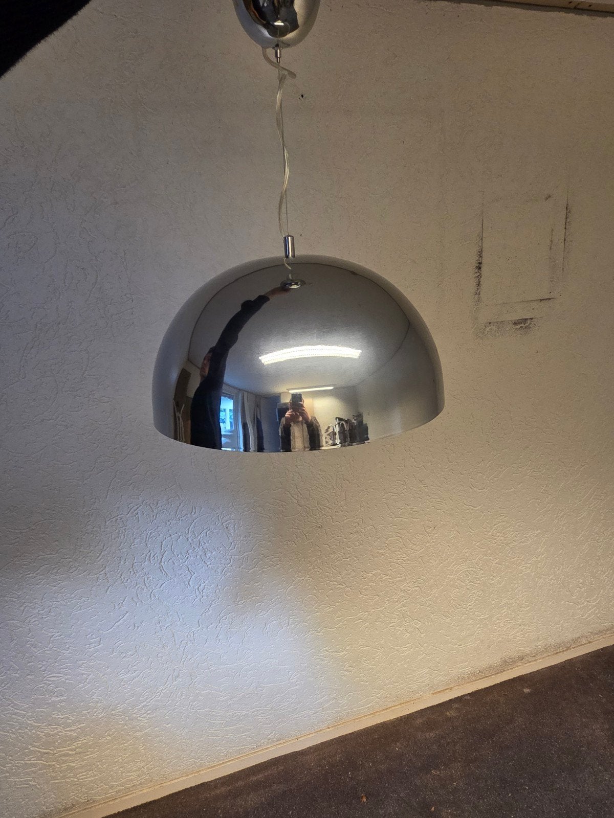 Stijlvolle Chromen Hanglamp - Modern Design, Ophalen, E27 (groot), Zo goed als nieuw, Metaal