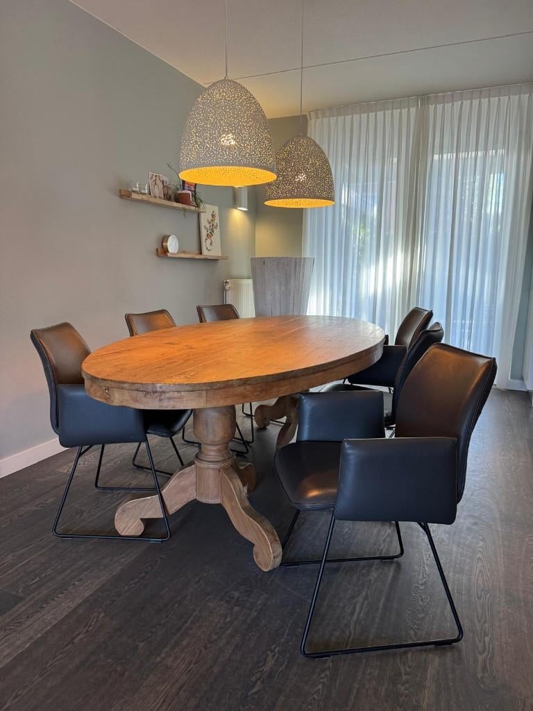 Eetkamerstoelen model Delhi (leder), Ophalen, Gebruikt, Zwart, Vier