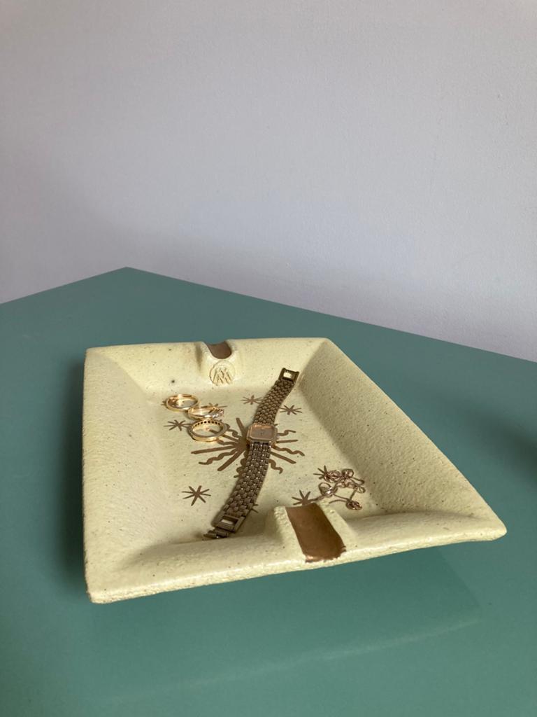 MCM Atomic Sunburst Ceramic Tray – Vintage / Vide-Poche, Ophalen of Verzenden