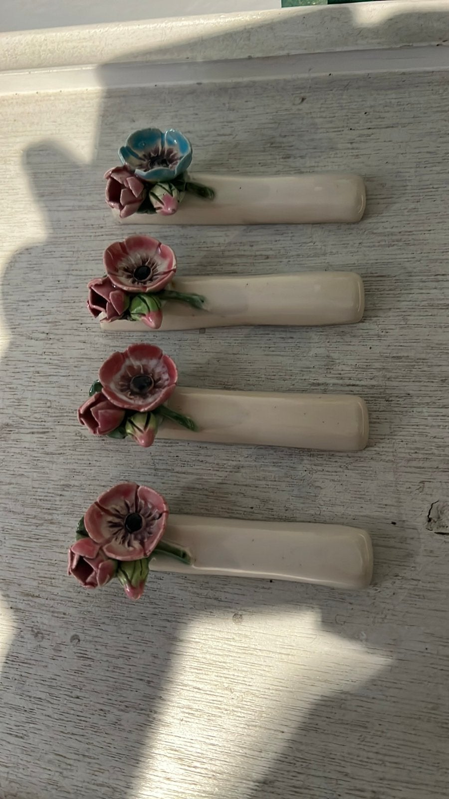 4x prachtige messenleggers bloem, Ophalen of Verzenden