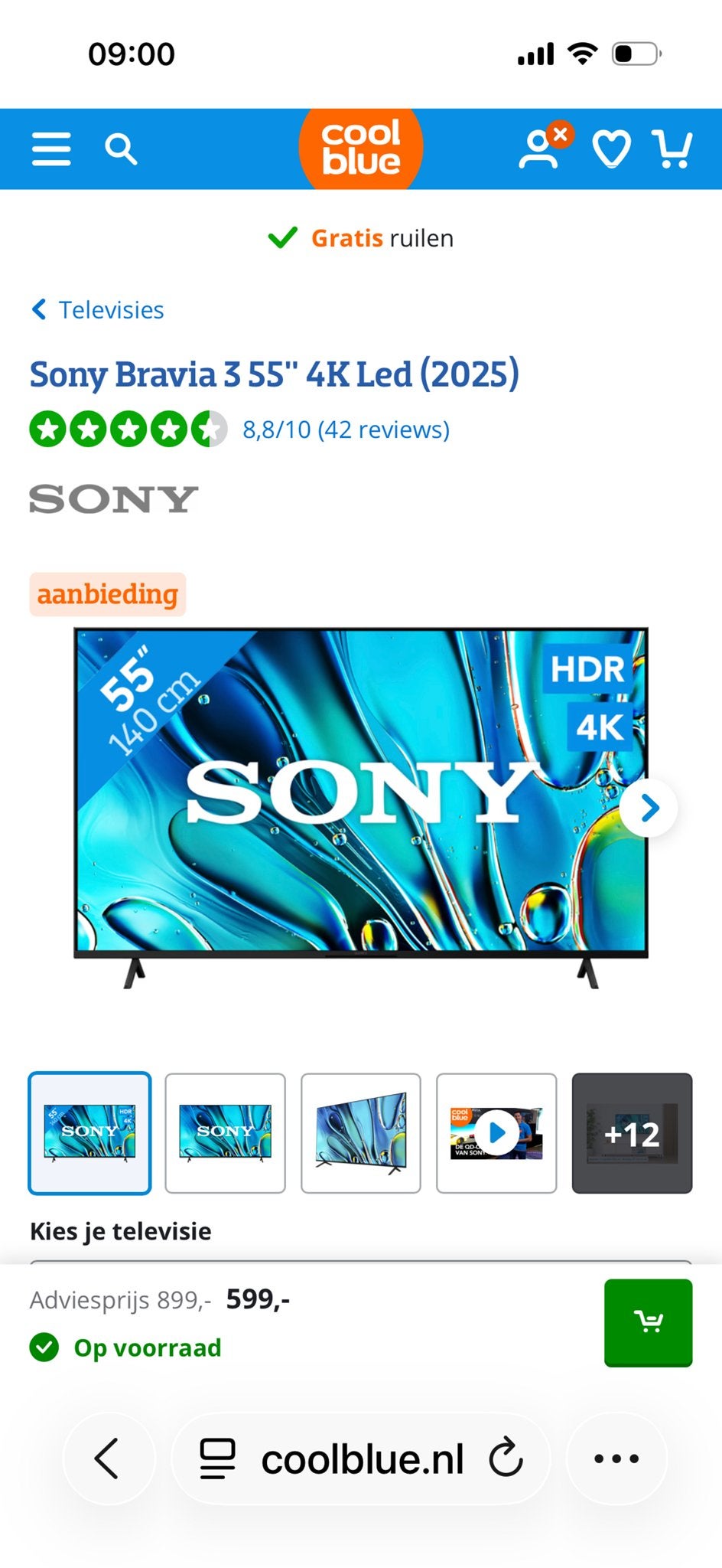 Sony Bravia 55 inch 4K Smart TV (Nieuw in doos), Ophalen, Nieuw, 4k (UHD), Smart TV