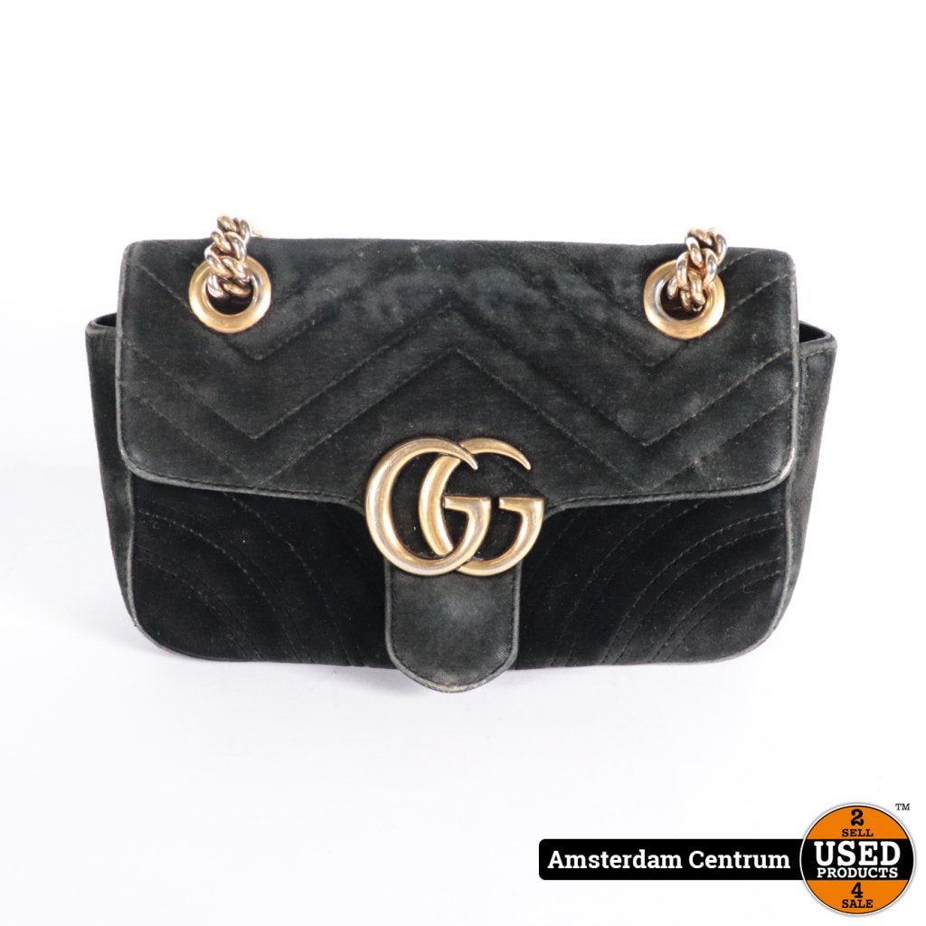 Gucci 445744 GG Marmont Mini Velvet Bag Black, Sieraden, Tassen en Uiterlijk, Tassen | Damestassen, Gucci, Gebruikt, Support@gucci.com