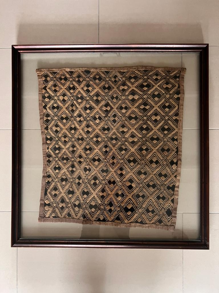 Vintage Shoowa Kuba doek in lijst, Ophalen