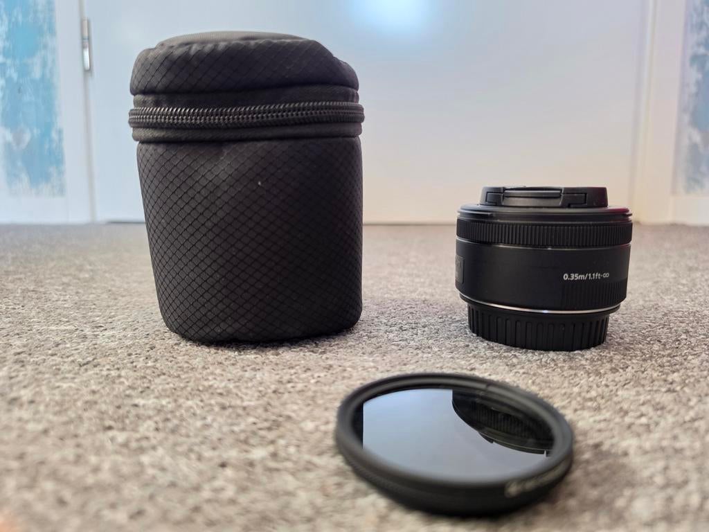 Canon EF 50mm f/1.8 STM lens + ND filter & hoes, Ophalen of Verzenden, Zo goed als nieuw, Standaardlens