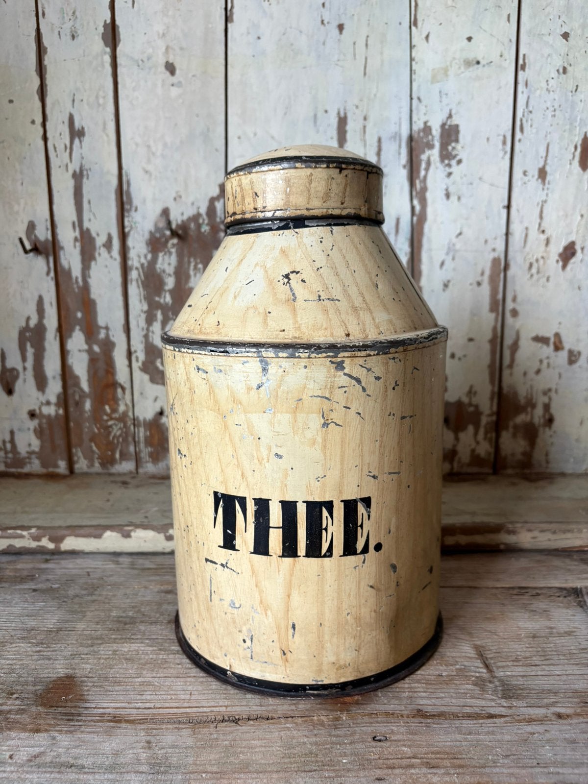 Oud “gehoute” theeblik, Antiek en Kunst, Ophalen of Verzenden