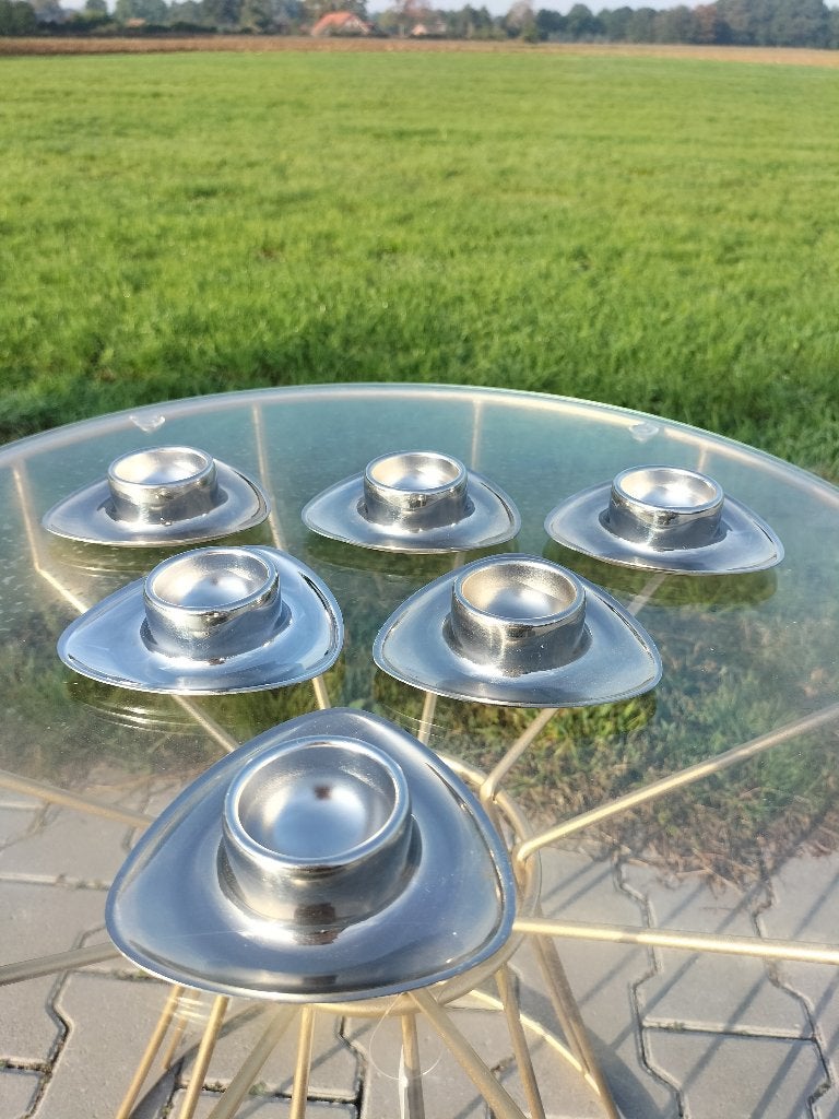 6x Originele Alfra Alessi Design Eierdopjes 18/10 RVS Italië, Ophalen of Verzenden, Huis en Inrichting