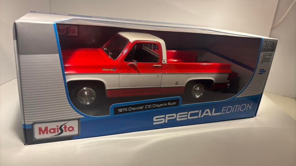 Chevrolet c10 cheyenne super 1974 maisto 1.18, Maisto, Ophalen of Verzenden, A, A