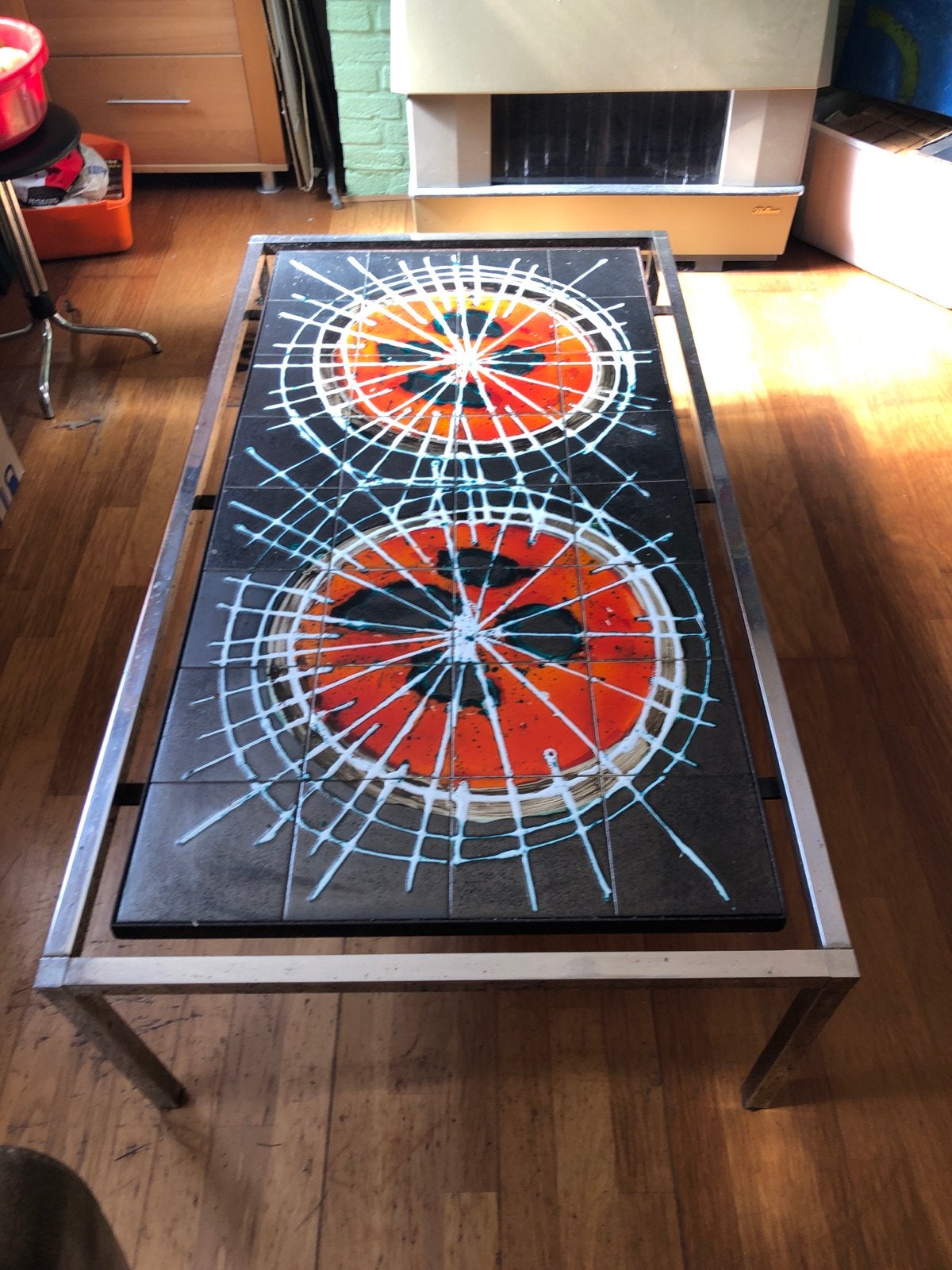 Vintage Salontafel met Tegelblad - Jaren '70 Design, Ophalen of Verzenden