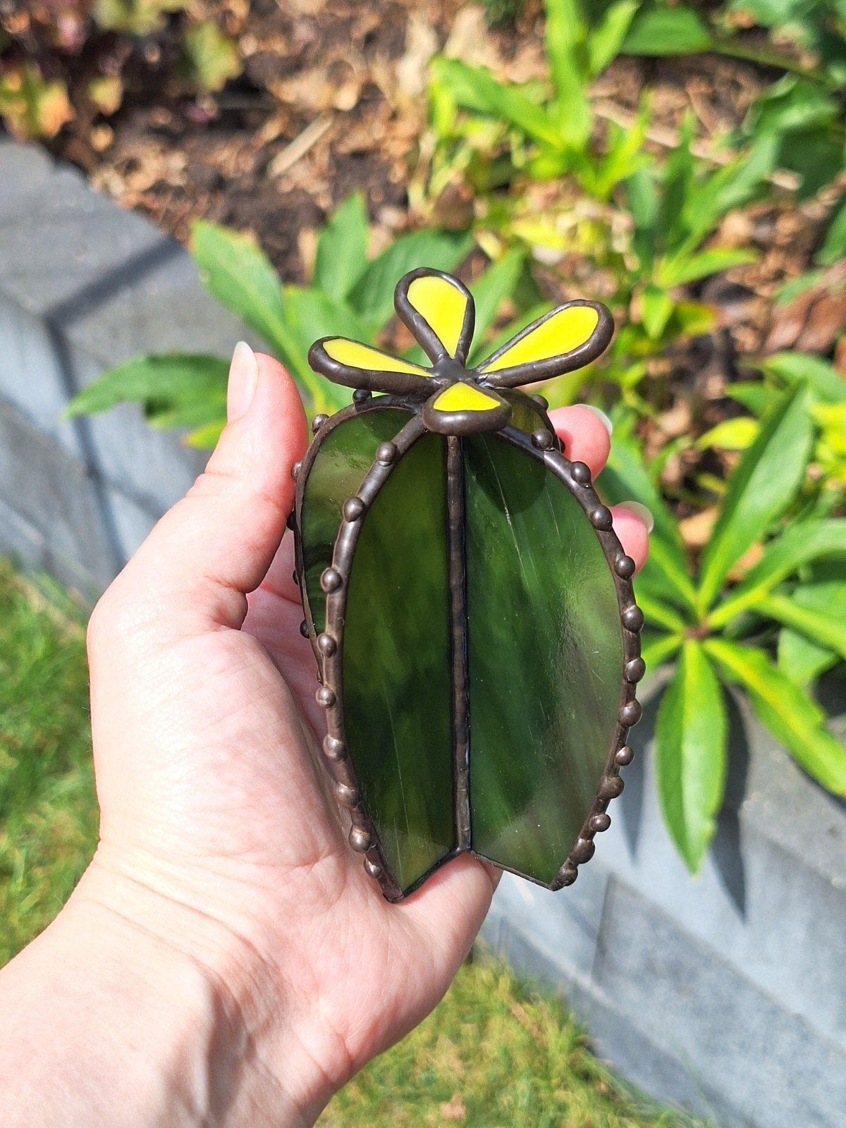 Cactus glas in lood, Ophalen of Verzenden