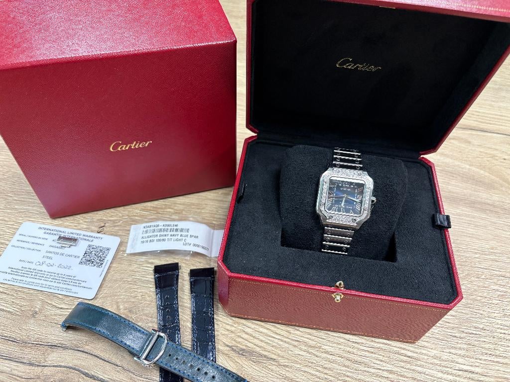 Cartier Santos de Cartier Medium W4SA007 - 2022, Sieraden, Tassen en Uiterlijk, Horloges | Dames, Gebruikt, Polshorloge, Overige merken